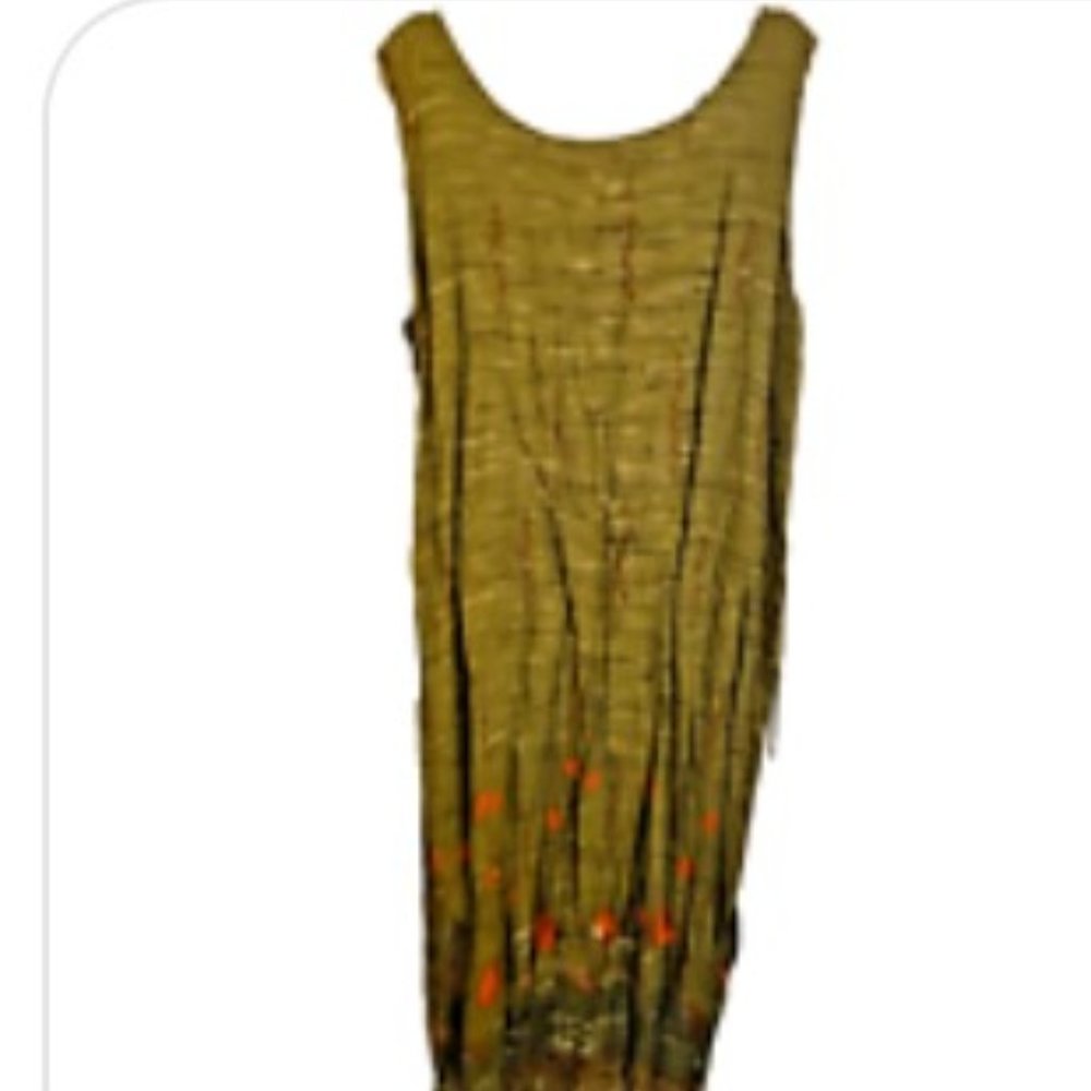 Plus Size Green Print Sleeveless Dress